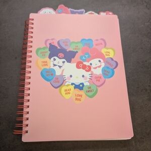 Hello Kitty Pink Spiral Notebook with Colorful Heart Candy Art